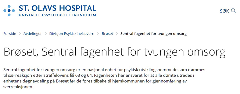 Bilde av nettsiden til Sentral fagenhet