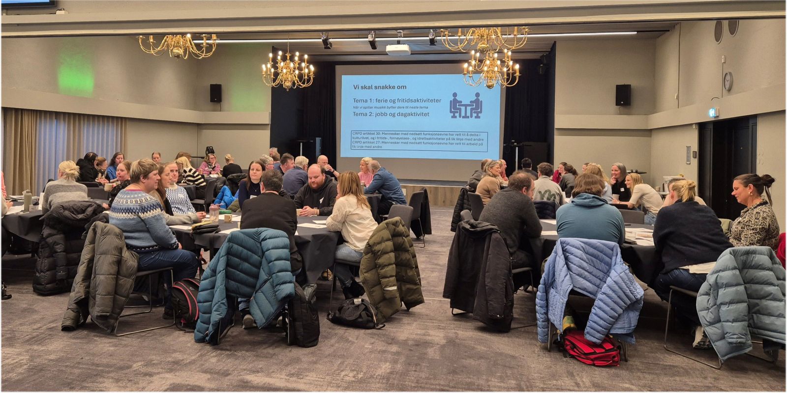Dialogkafe om CRPD arrangert i Innlandet. Deltakere fra kommuner i Innlandet, samt gjester fra Asker og Bærum, NFU, NAKU og INN.