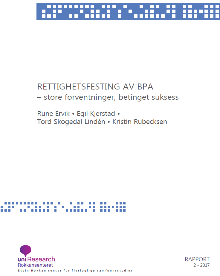 Bilde av Rapport 2/2017 Rettighetsfesting av BPA 