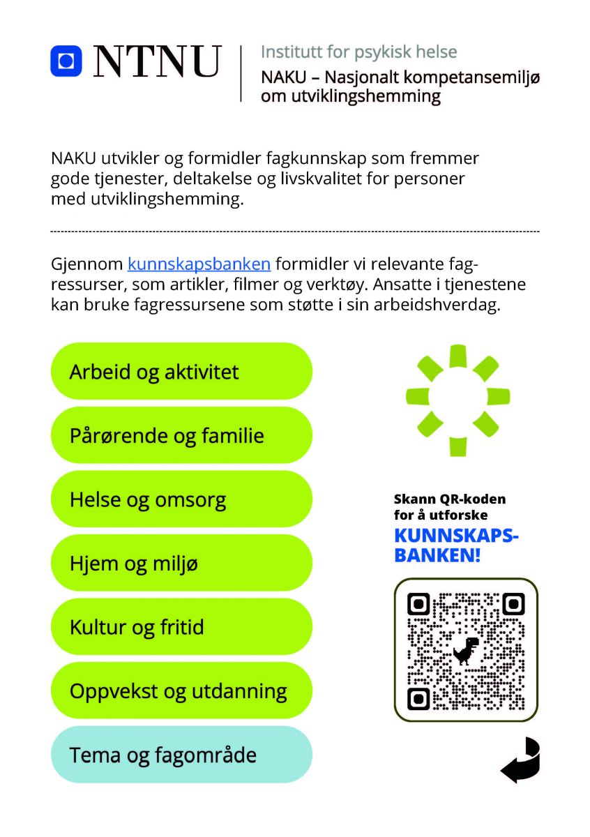 Bilde av flyer, informasjon om NAKU. 